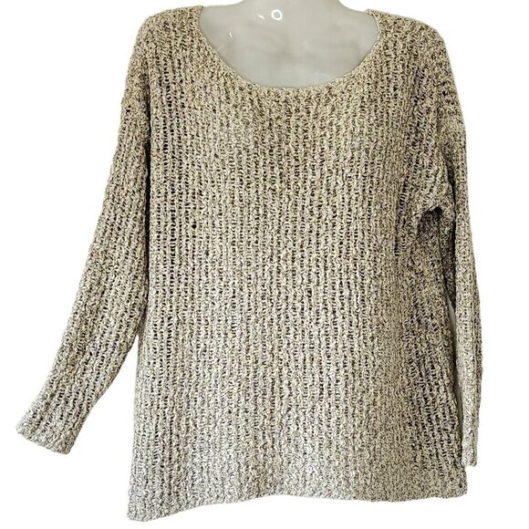 Joie Esther Textural Open Stitch Pullover Sweater Cream Grey Color Oversized XS - Picture 2 of 7